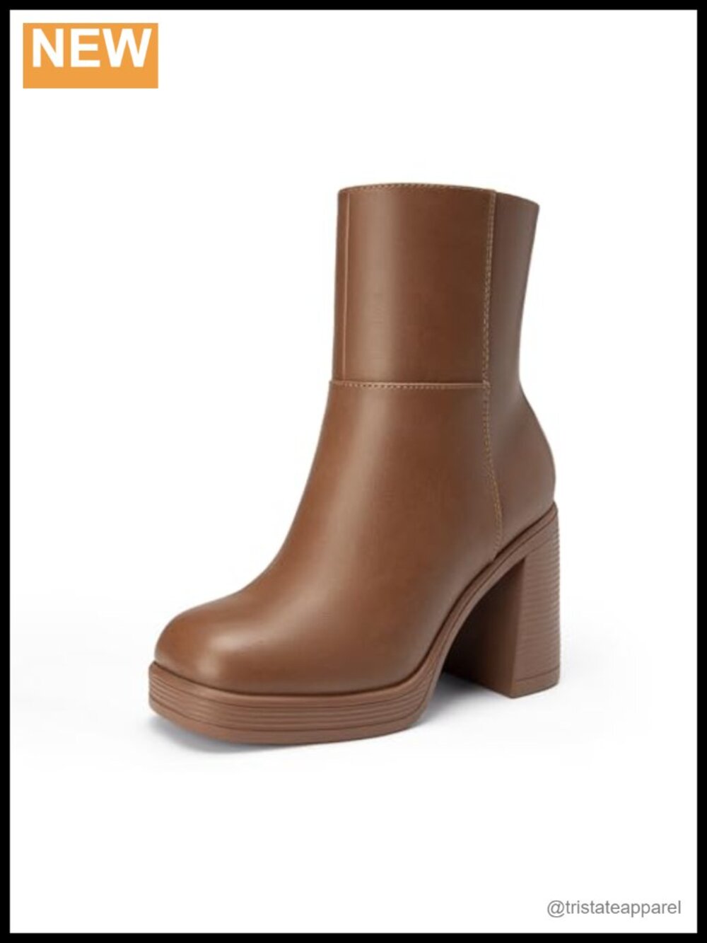 Women's High Chunky Heel Platform Ankle Boots Square Toe Side Zip